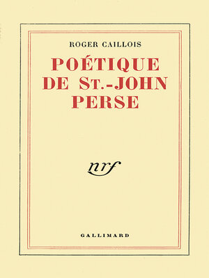 cover image of Poétique de Saint-John Perse